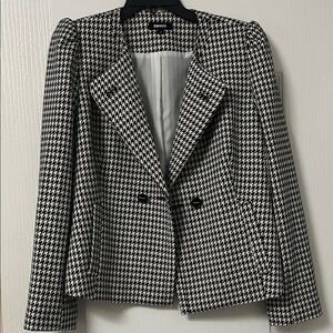 DKNY Women's Black and White Houndstooth Blazer